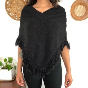 It’s Our Time || Black Fringe Poncho